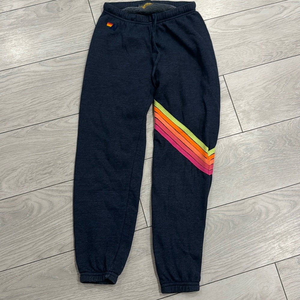 Aviator nation, neon striped sweatpants, small